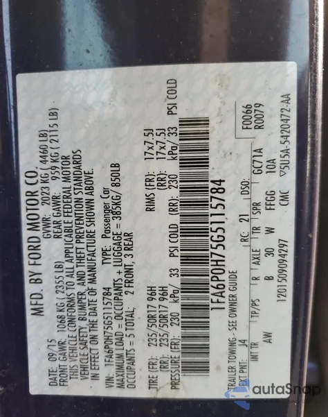 2016 Ford Fusion Se from USA, damaged, VIN 1FA6P0H75G5115784